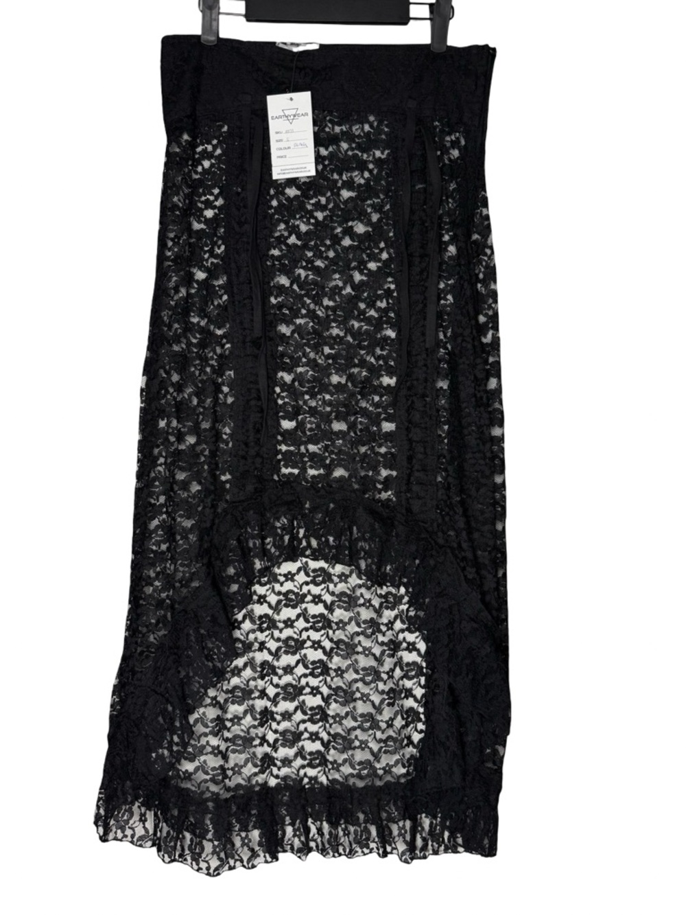 EarthyWear Black Lace Sheer High Low Skirt Small Floral Gothic Festival NWT